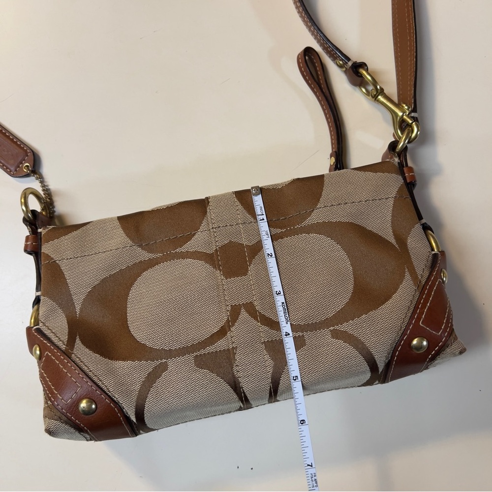 Coach Vintage Y2K Brown Big C Logo pattern Canvas Small Shoulder Wristlet Bag - Picture 12 of 16